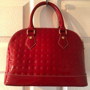 Arcadia Top Handle Embossed Candy Apple Red Patent Leather Satchel